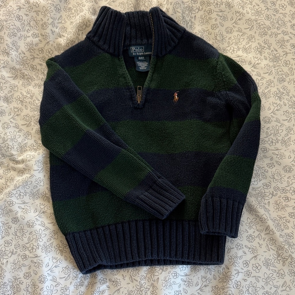 Polo by Ralph Lauren Boy’s Zip-Up Sweater in Navy and Green